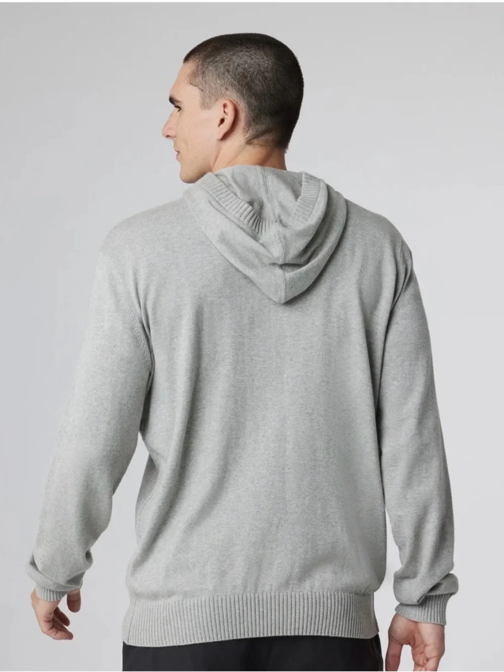 Vuori Light Gray Knit Hooded Pullover - Picture 3 of 7